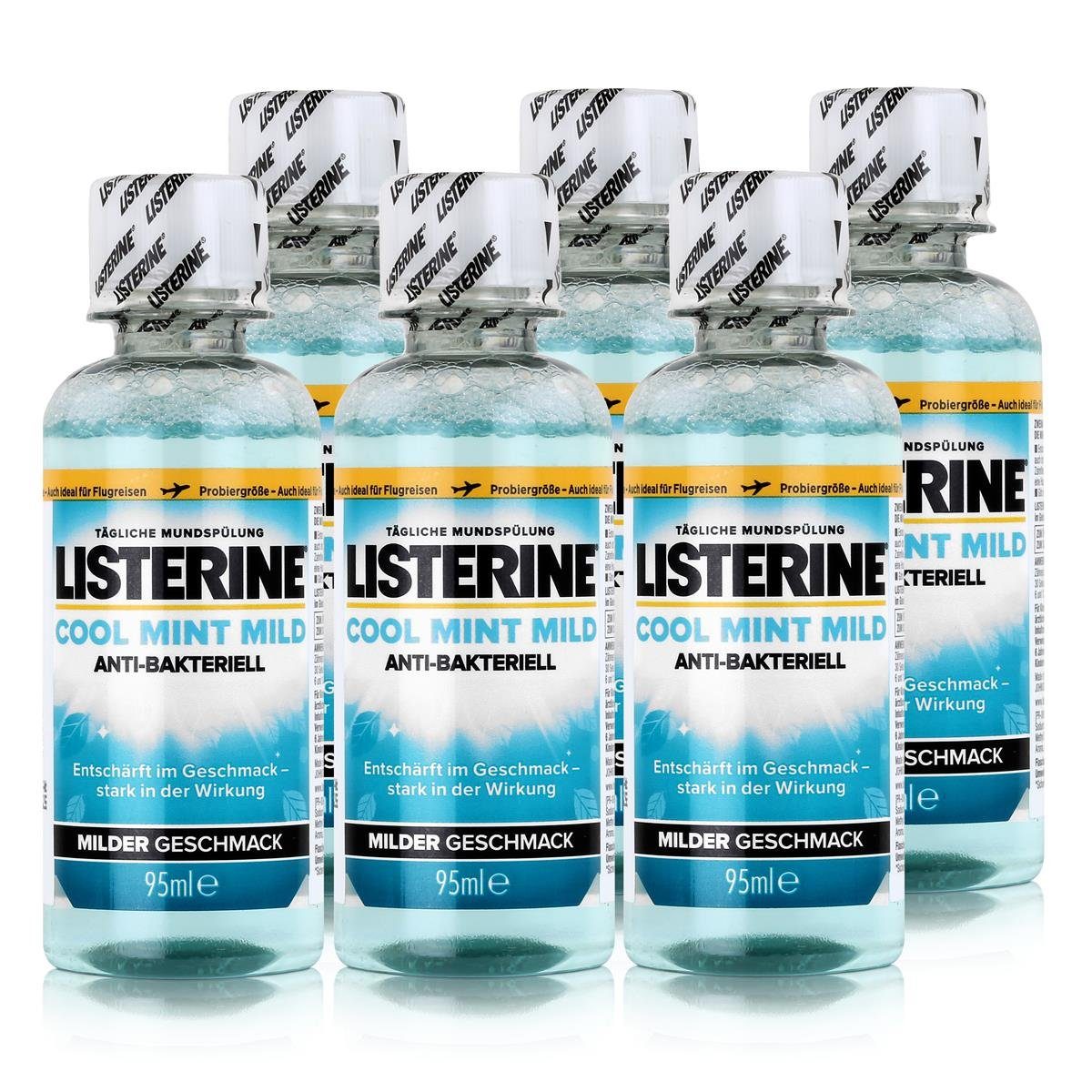 Listerine Mundspülung, Listerine Cool Mint milder Geschmack 95 ml Mundspülung (6er Pack)
