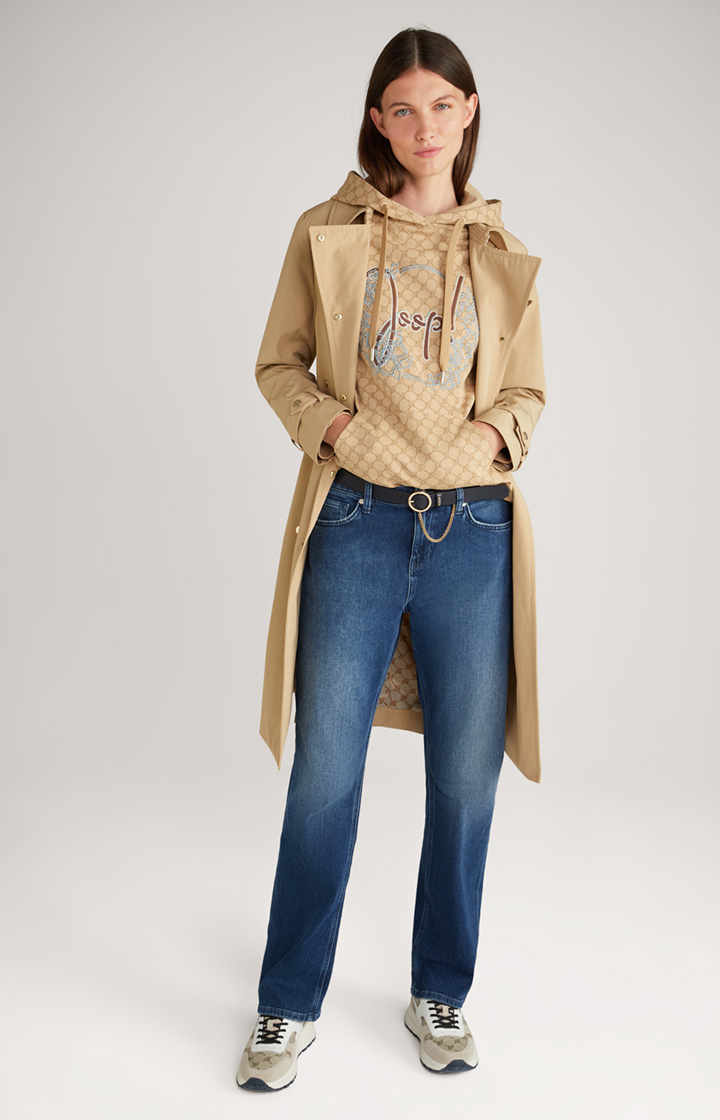 Hoodie in Beige gemustert