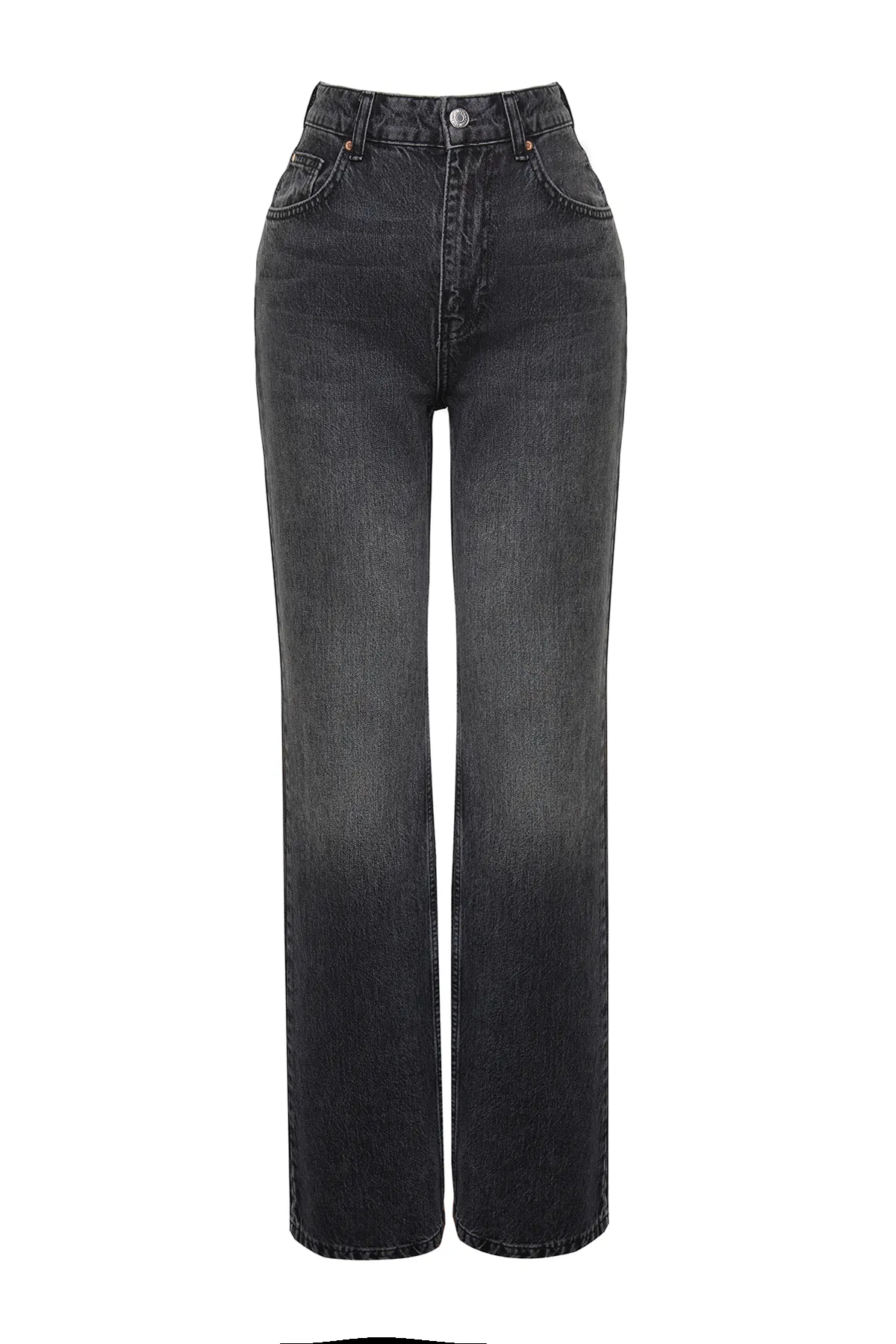 Trendyol Collection  Schwarze Jeans mit hoher Taille und weitem Bein TWOSS24JE00018