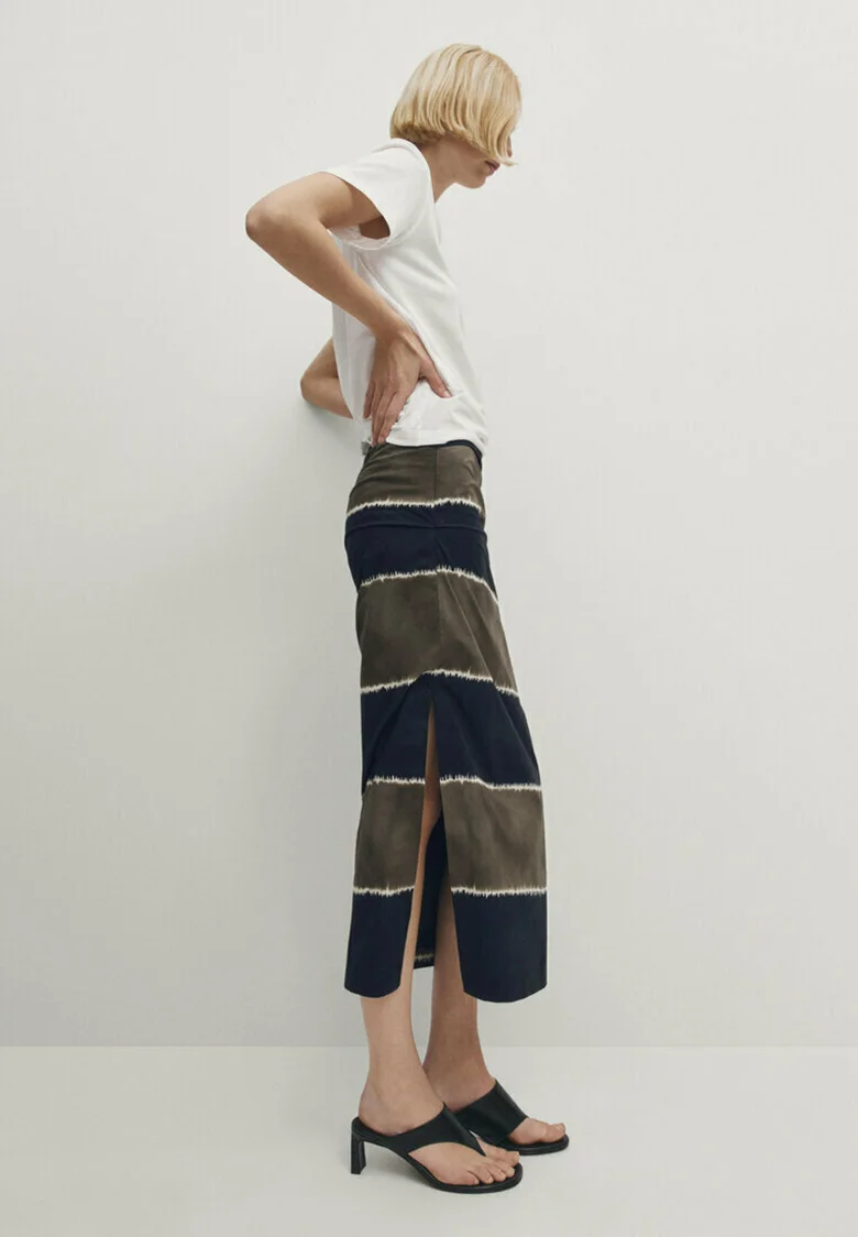 Massimo Dutti RAYAS DOBLE TONO - Falda Lápiz