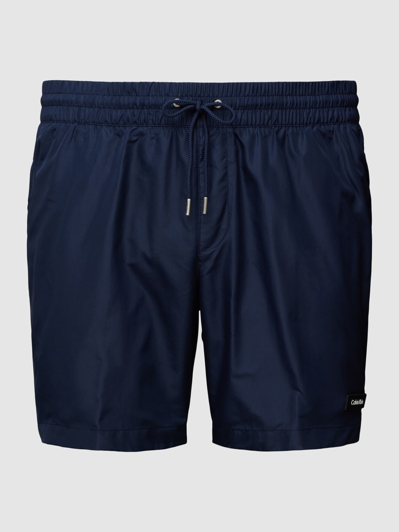 PLUS SIZE Badehose mit Label-Patch in royalblau
