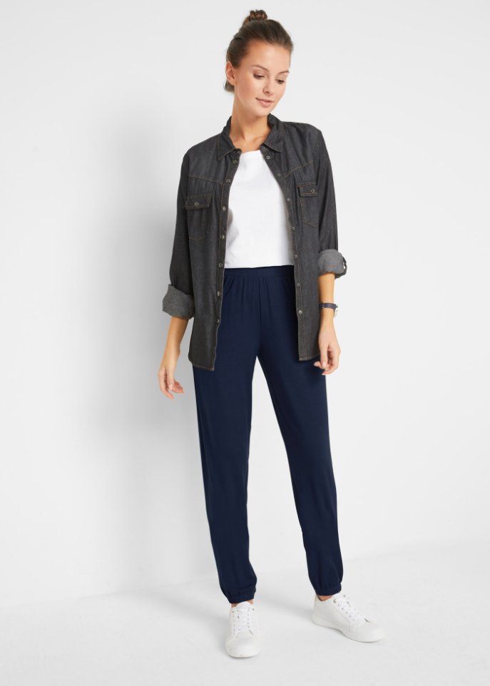 Leichte Jersey-Hose mit Bequembund und Gummizugsaum