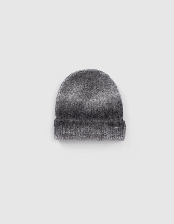 Bonnet gris tricot côtelé effet deep dye fille