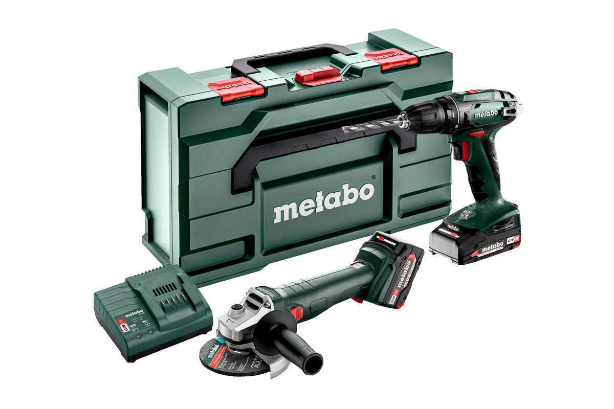 Set combinat Metabo 685234000 Mașină de găurit fără fir 2.6.6 BS18 + Polizor W18 7-125 18V 4.0/2.0Ah Li-Ion în cutie Metabox