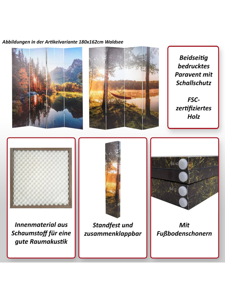 MCW Foto-Paravent mit Schallschutz L55, 180x204cm Waldsee günstig kaufen onesize