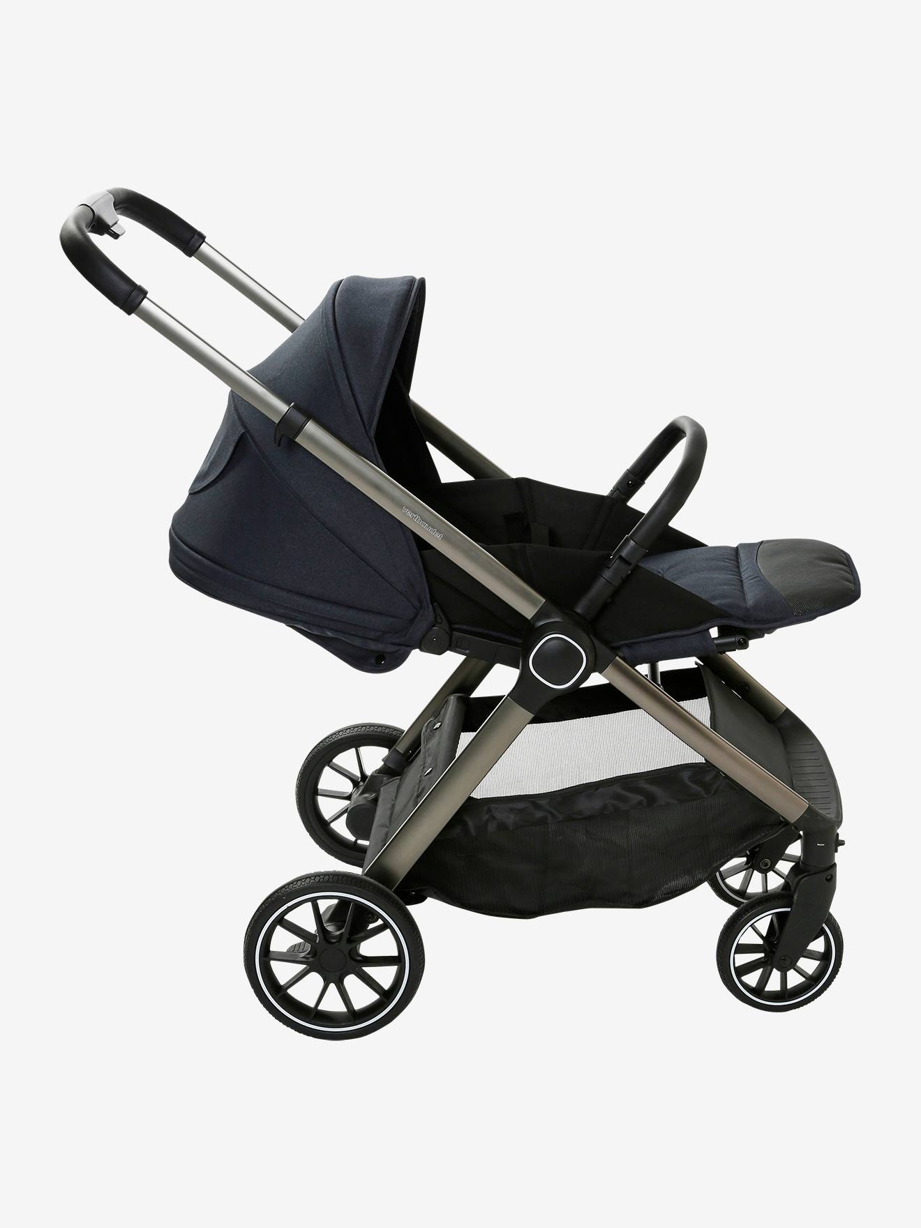Vertbaudet Kombi-Kinderwagen AURIGA mit Babyschale & Babywanne - schiefergrau