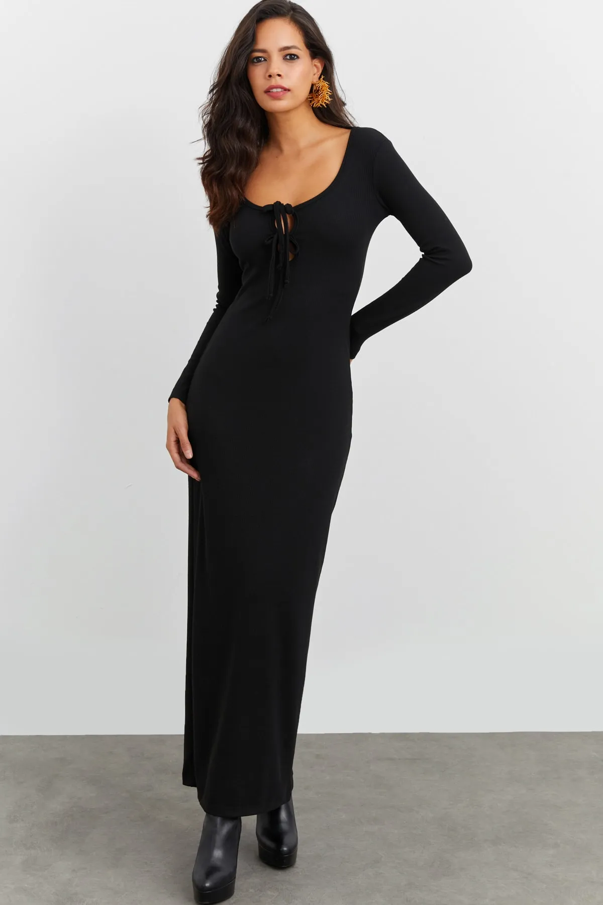 Cool & Sexy  Schwarzes Camisole-Maxikleid für Damen EY1513
