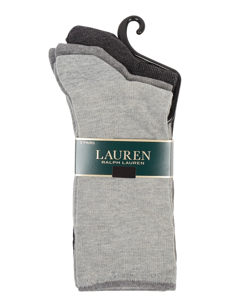 Socken mit Stretch-Anteil im 3er-Pack in mittelgrau meliert