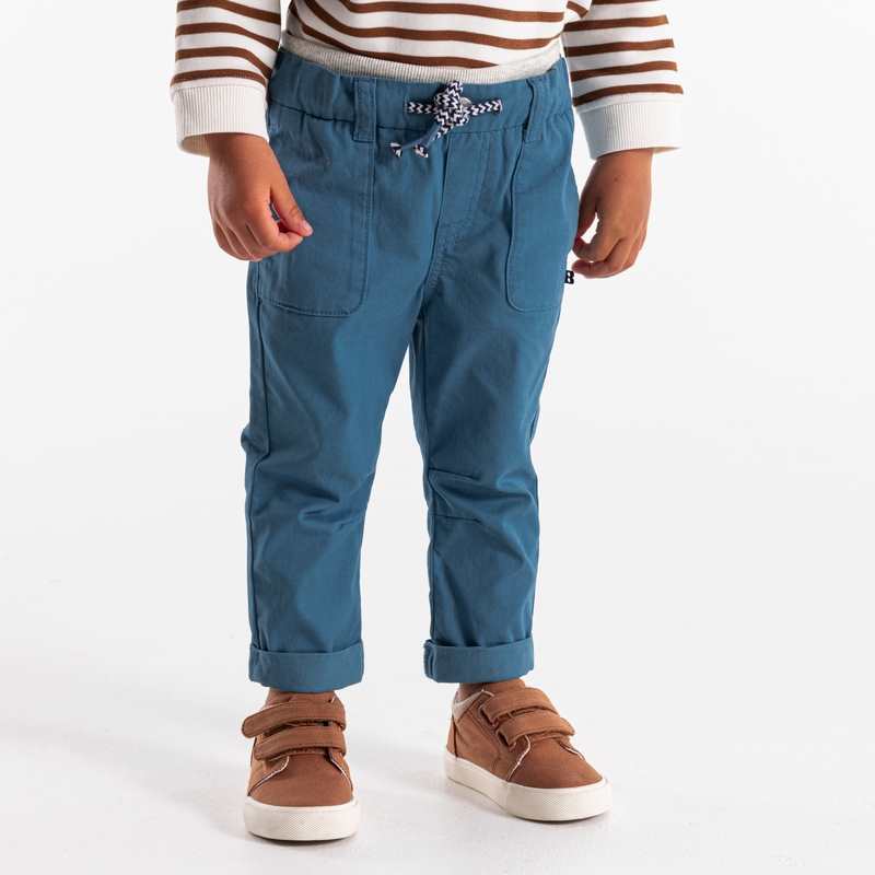 Pantalon coton taille élastique bleu bébé garçon