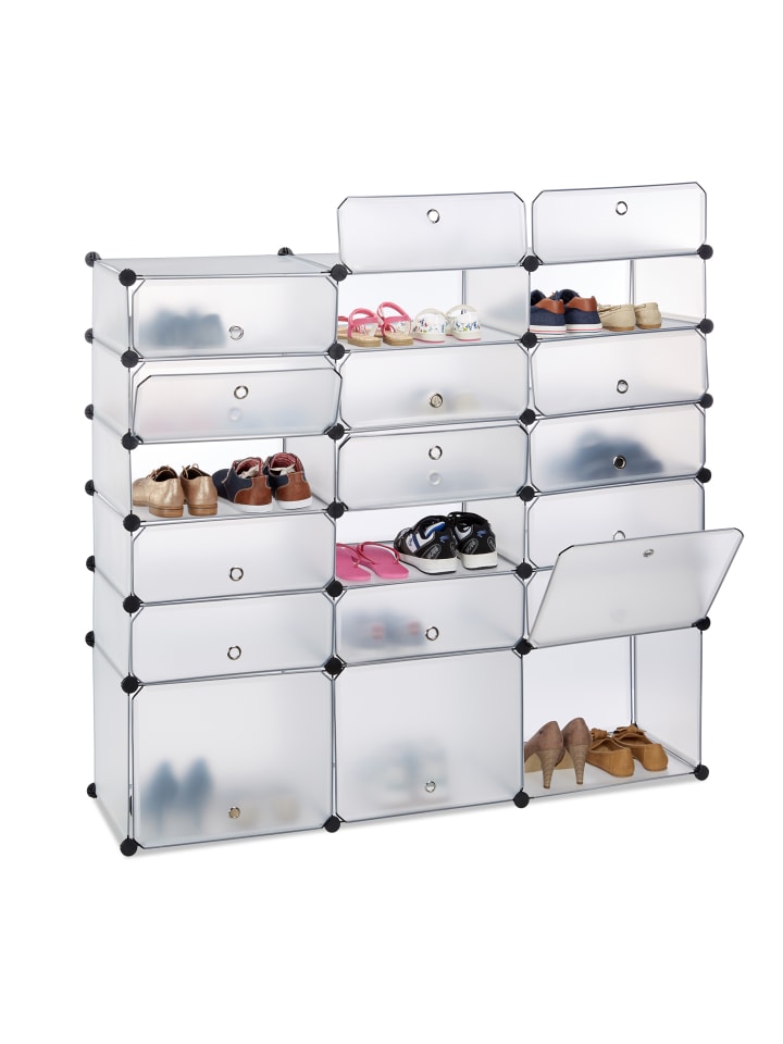 relaxdays Schuhregal in Transparent - (B)140 x (H)125 x (T)36 cm günstig kaufen onesize