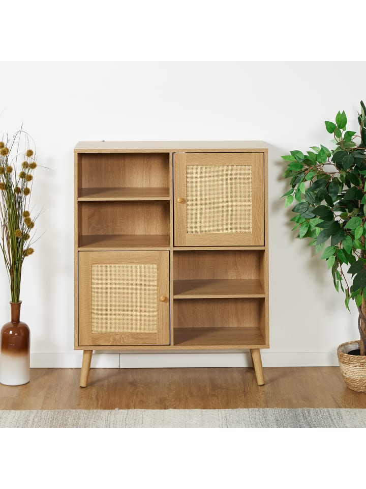 relaxdays Sideboard in Natur - (B)80 x (H)97 x (T)29 cm günstig kaufen onesize