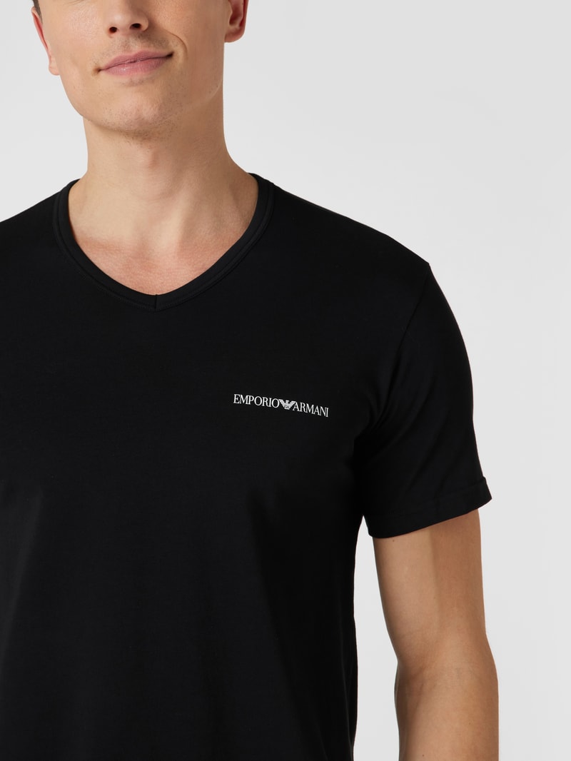 T-Shirt mit Label-Print im 2er-Pack in schwarz