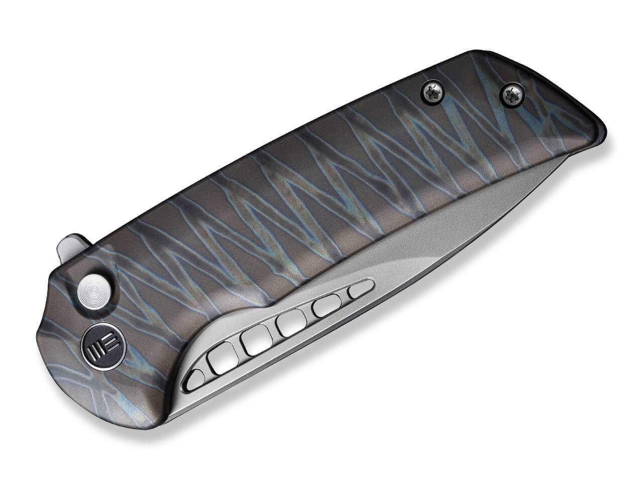 Mini Malice Button Lock Tiger Stripe Flamed Titanium