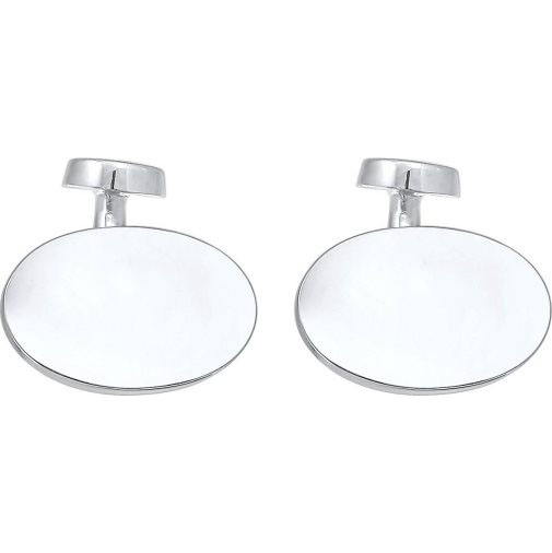 KUZZOI Manschettenknopf Oval Plättchen Poliert Elegant 925 Silber