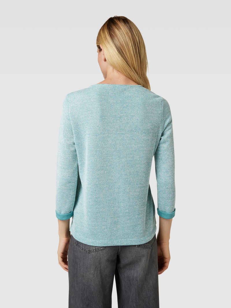 Pullover aus Viskose-Mix mit 3/4-Arm in petrol meliert