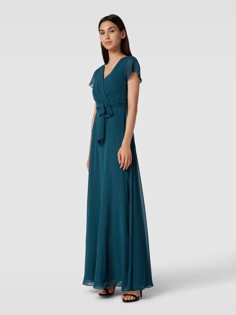 Abendkleid in Wickel-Optik in bottle meliert