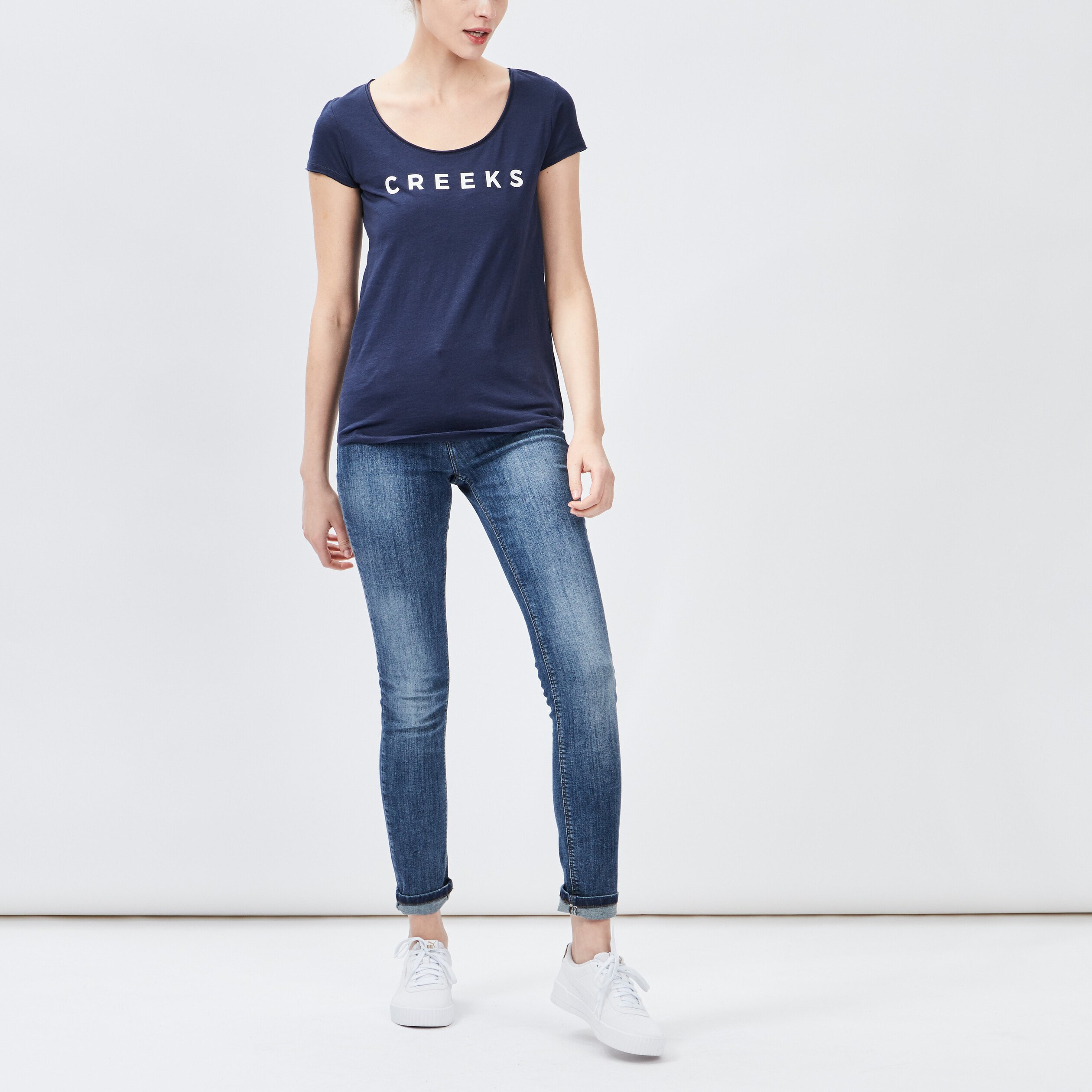 T-shirt manches courtes Creeks bleu marine femme | La Halle