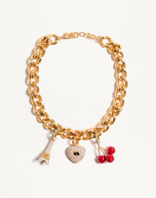 Chez Valentino halskæde i metal, emalje og Swarovski®-krystaller