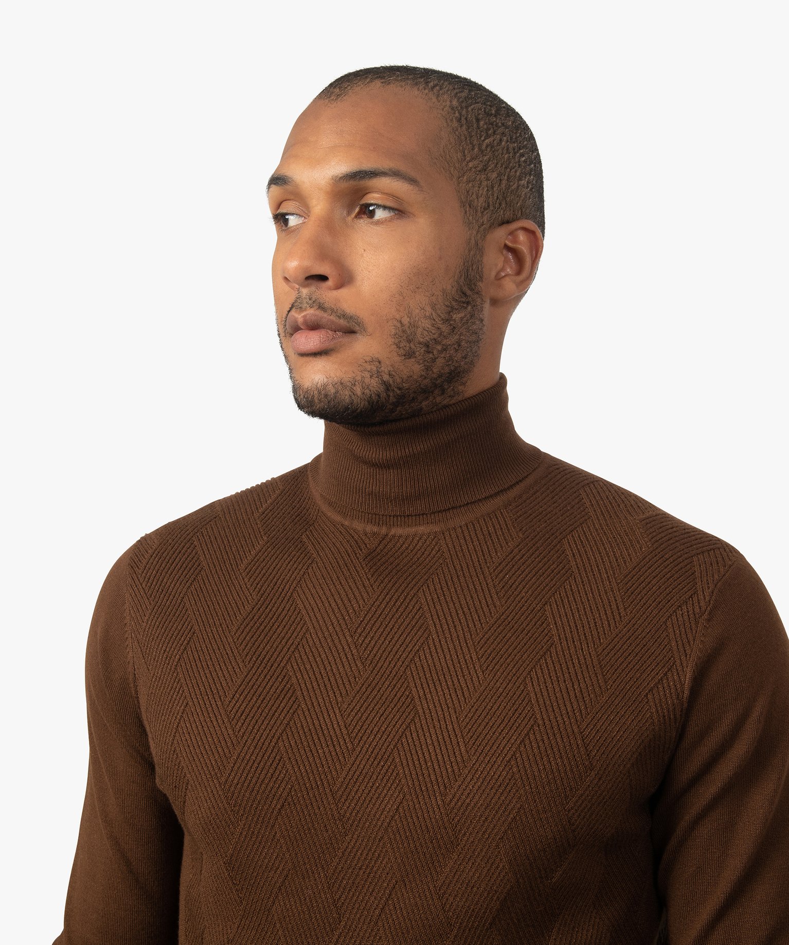 Pull homme en maille fantaisie à col roulé | GEMO