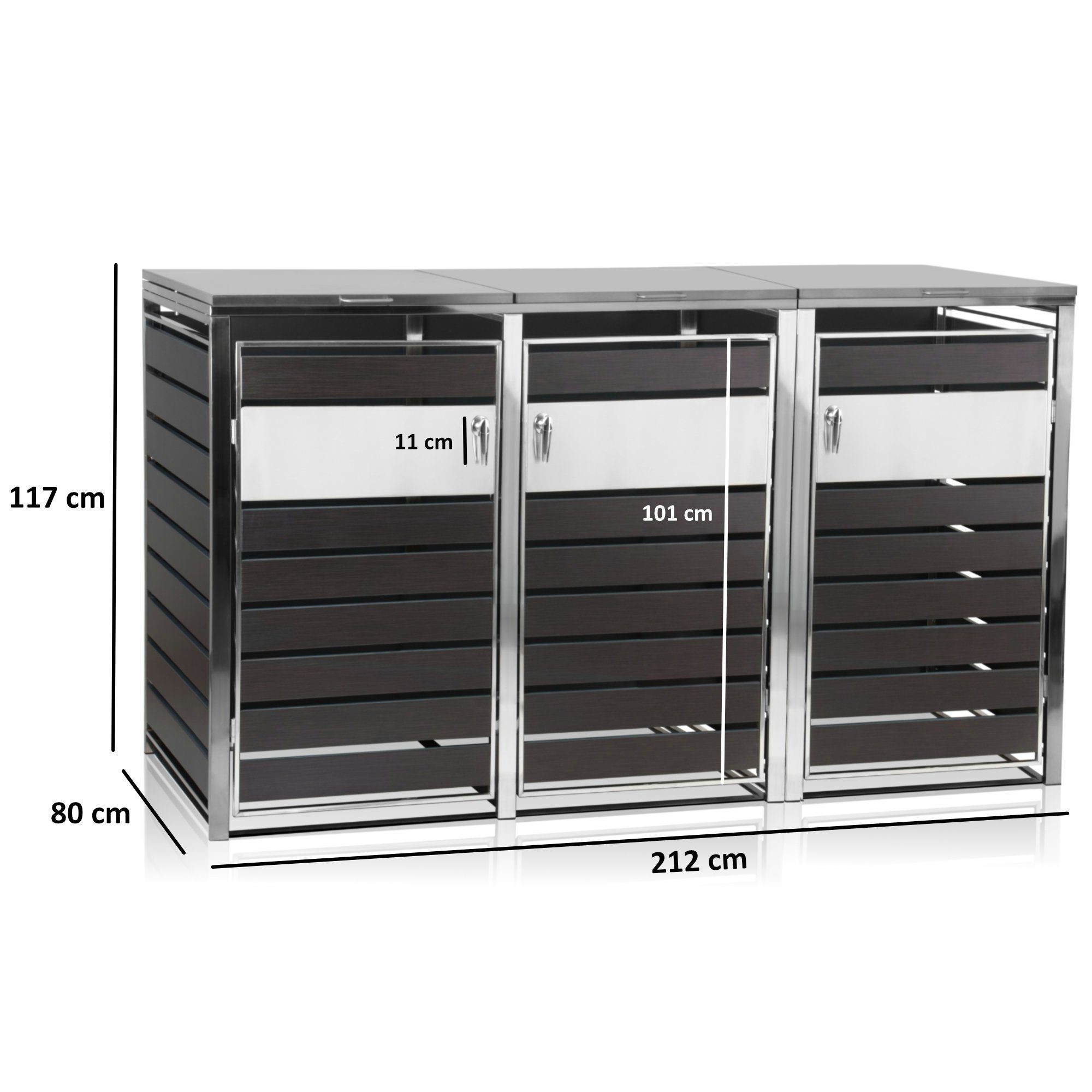 Zelsius Mülltonnenbox für 3 Mülltonnen, 120 - 240 Liter, Anthrazit