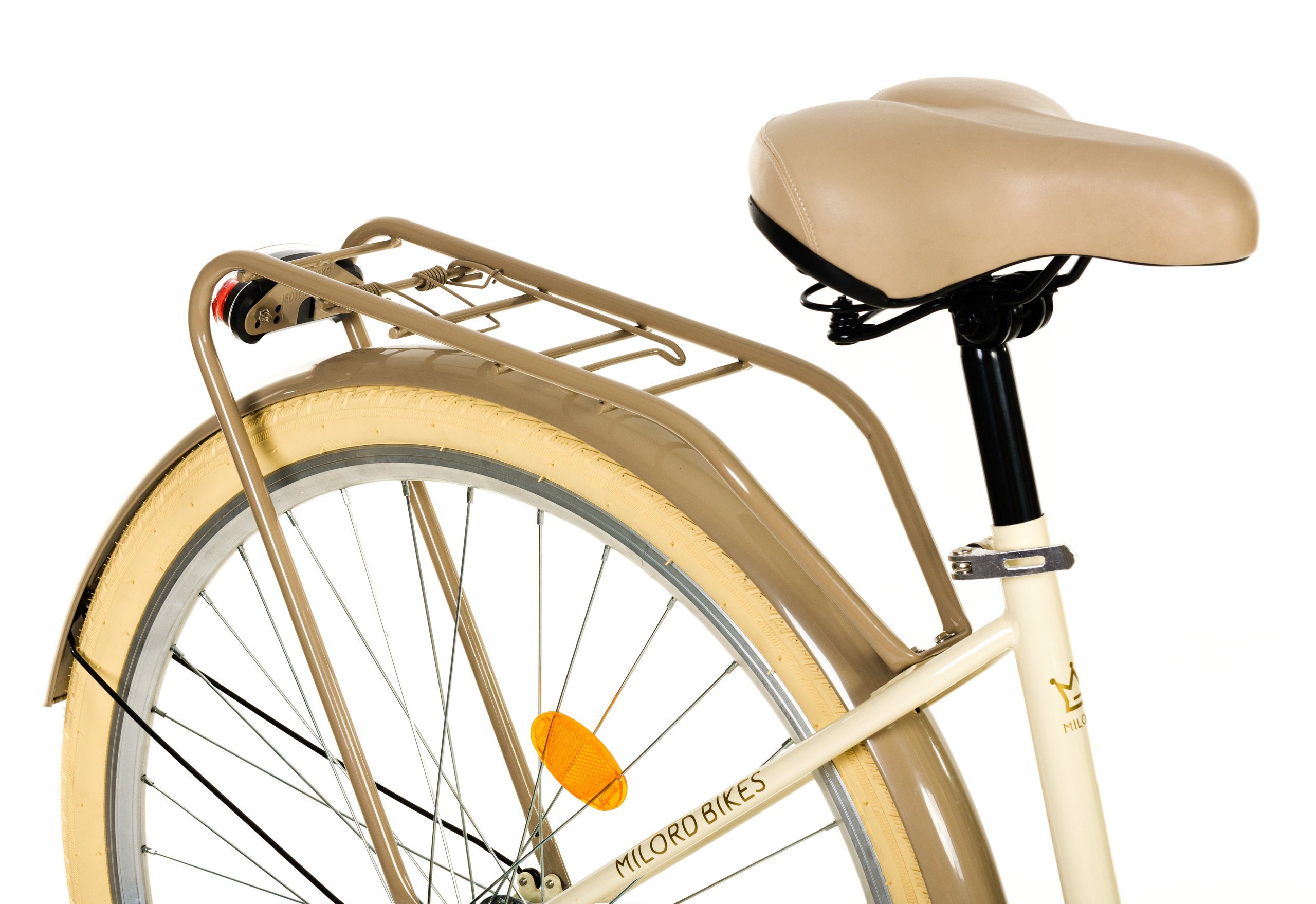 MILORD BIKES Cityrad Milord City Fahrrad Weidenkorb Damen, 28/26 Zoll, Creme-Braun, 1-Gang, 1 Gang