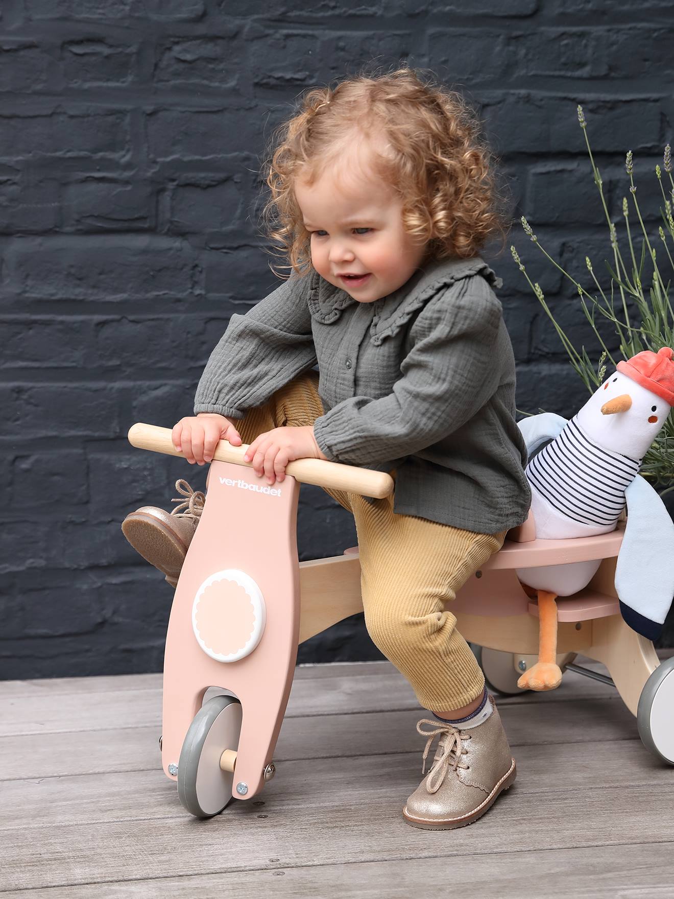 Blouse en gaze de coton bébé col fantaisie kaki