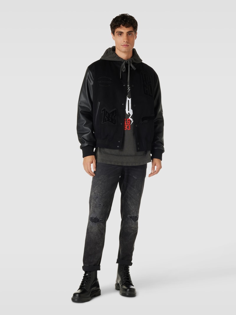 Hoodie mit Label-Print in anthrazit