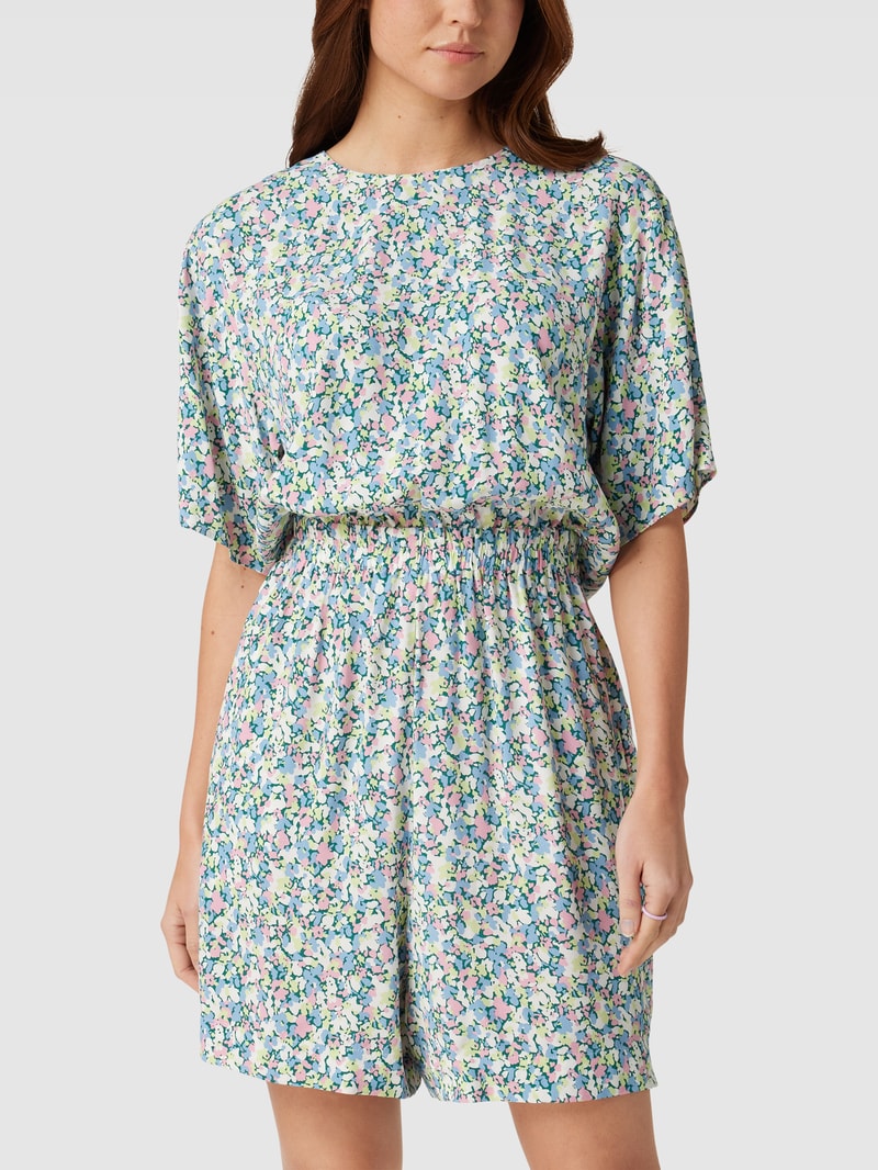 Jumpsuit mit floralem Muster in rauchblau
