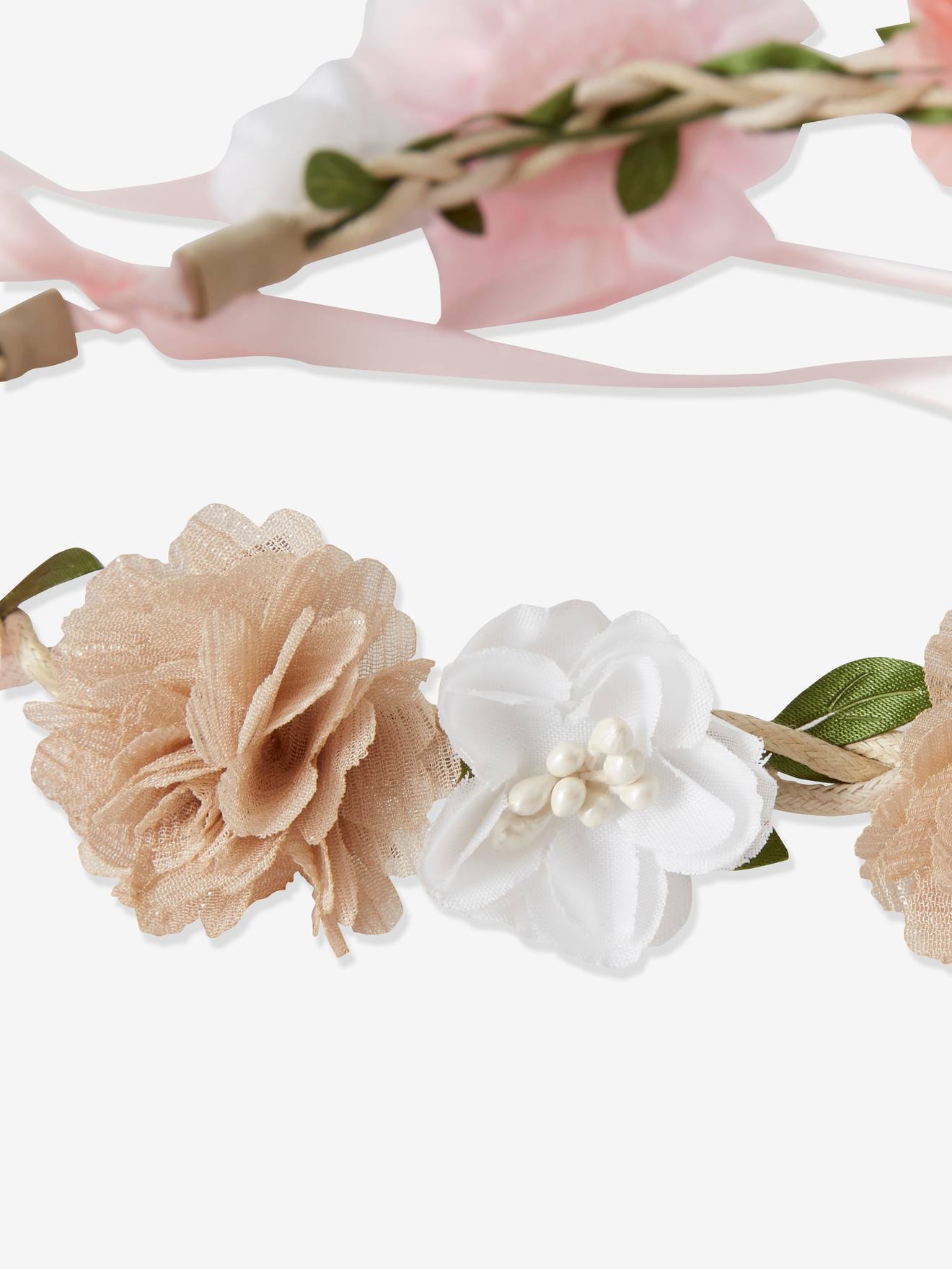 Couronne de fleurs roses fille eau de rose
