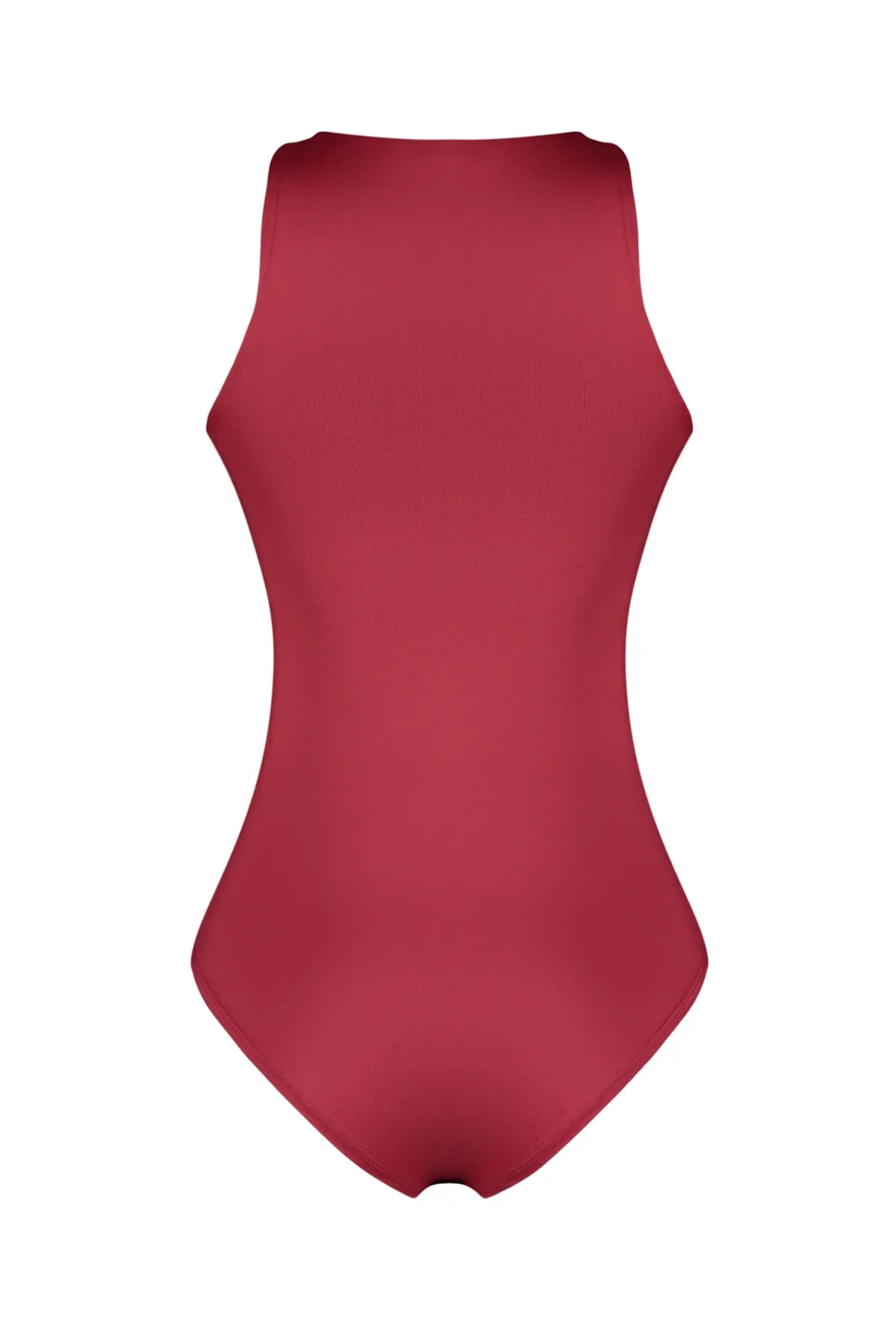 Trendyol Collection  Weinroter Neckholder-Body aus Stretch-Strick mit Druckknöpfen TWOSS20BD0044