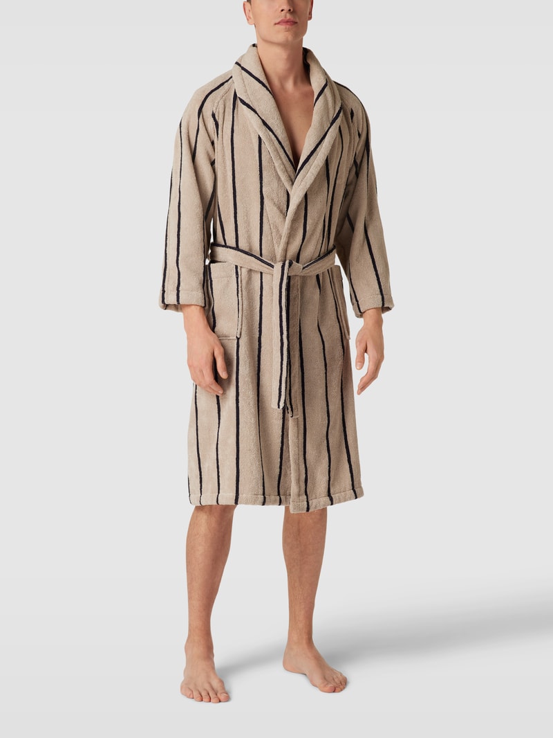 Bademantel mit Logo-Stitching Modell 'STRIPE ROBE' in beige