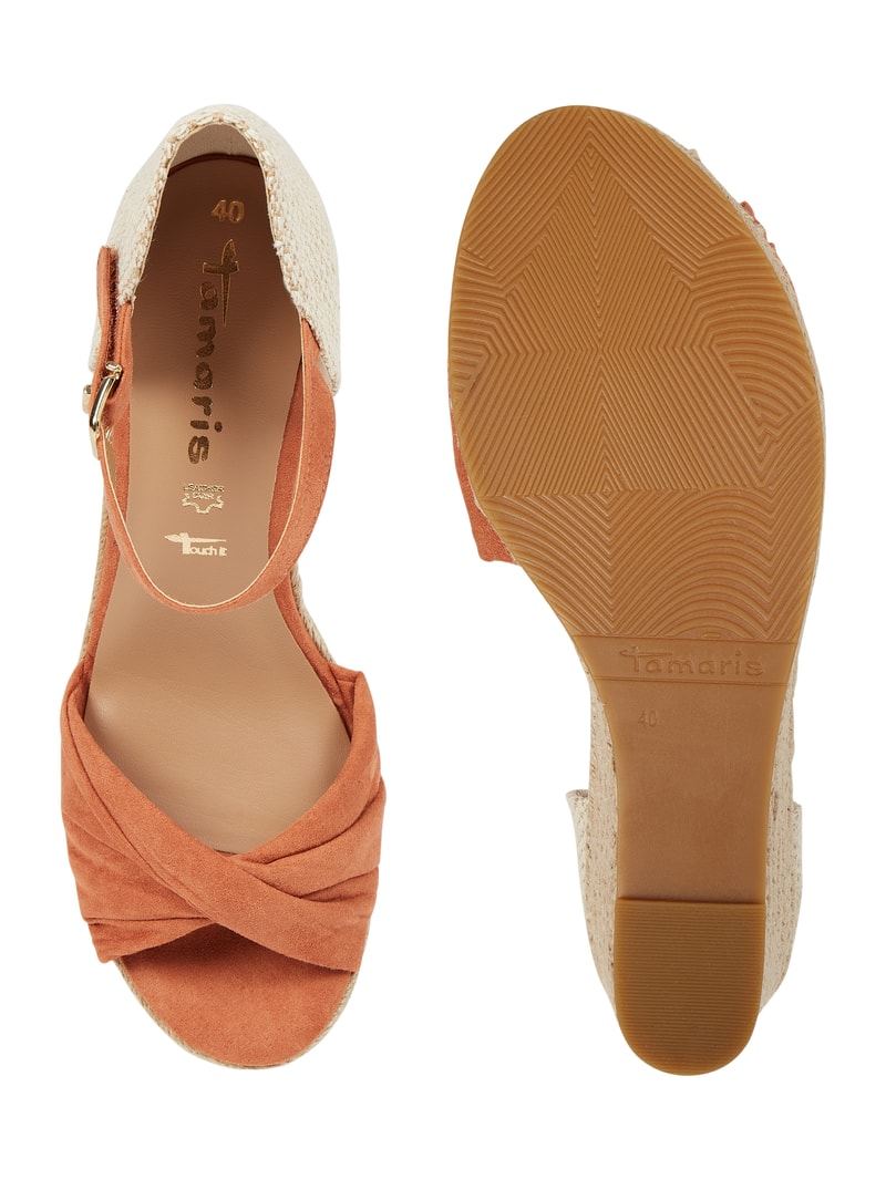 Wedges in Veloursleder-Optik in apricot