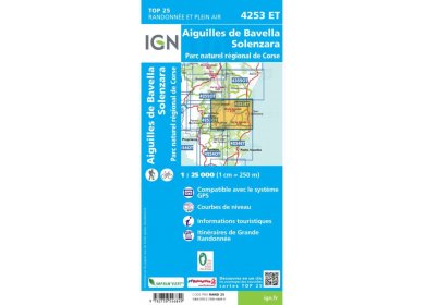 Carte IGN Aiguilles de Bavella Solenzara 4253ET