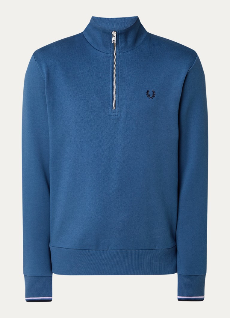 Fred Perry sweater with half zip and logo embroidery