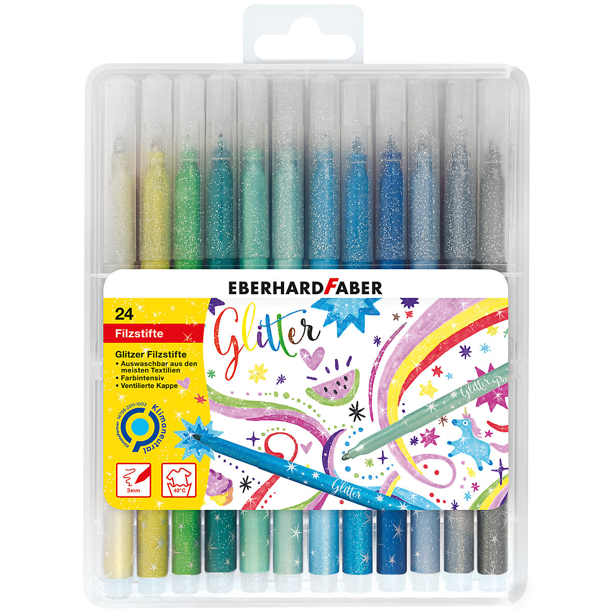 Glitter-Fasermaler, 24 Farben