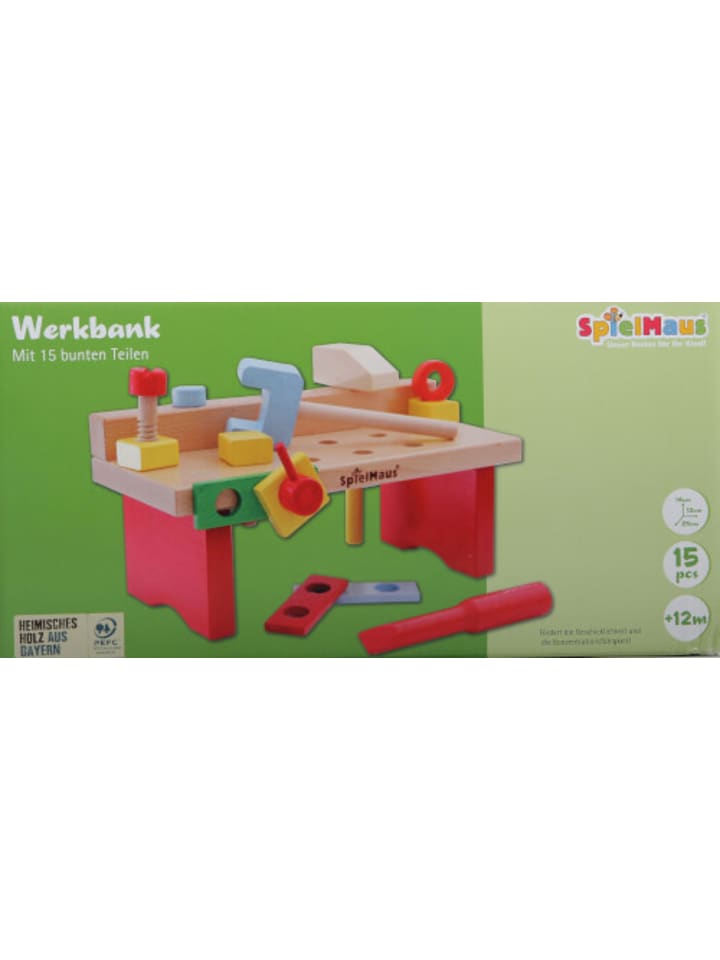 Spielmaus Holz Holz Werkbank 15-teilig, 29 x 14 x 13 cm - ab 12 Monate günstig kaufen onesize