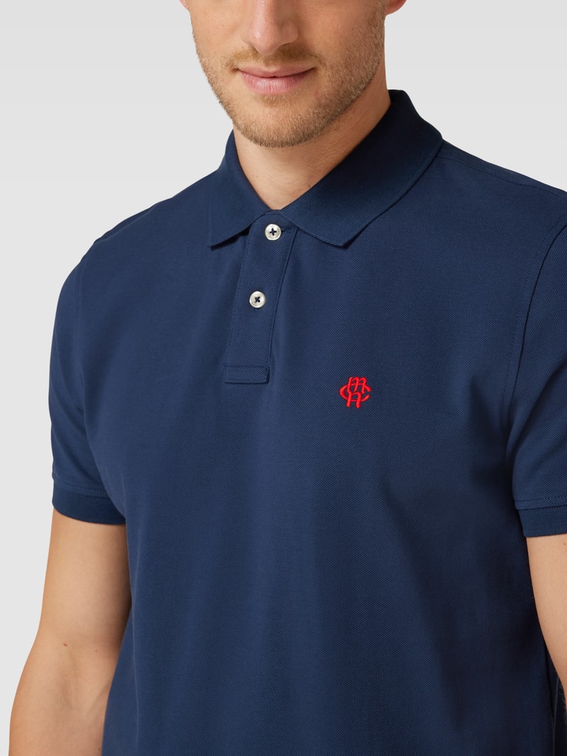 Poloshirt mit Logo-Stitching in marineblau