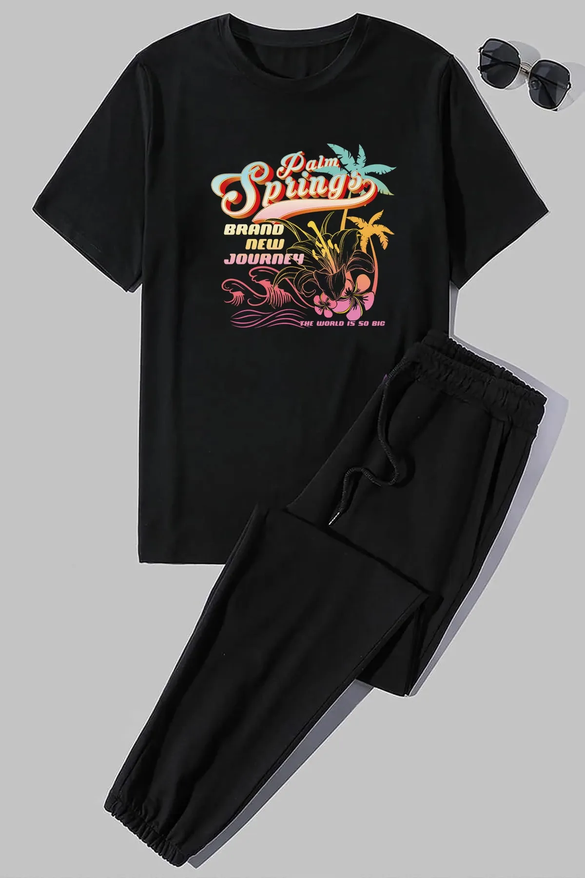 uyguntarz  Bedrucktes 2-teiliges Unisex-Trainingsanzug-Set