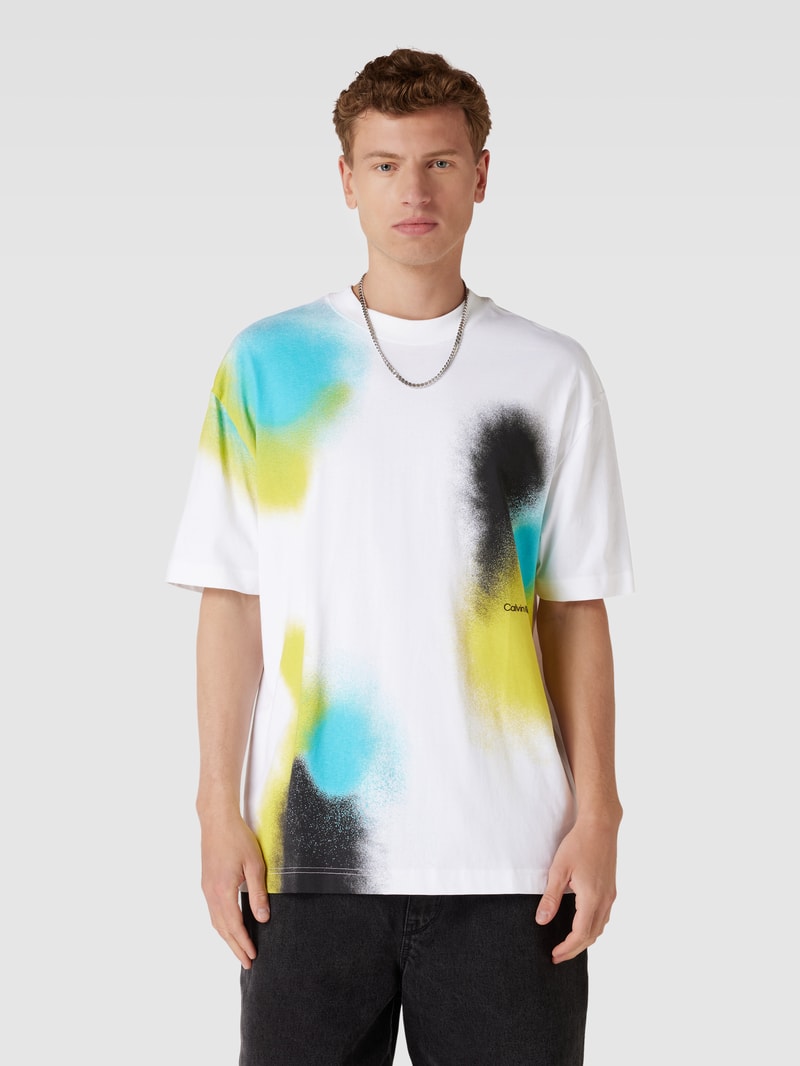 T-Shirt mit Allover-Print in weiss