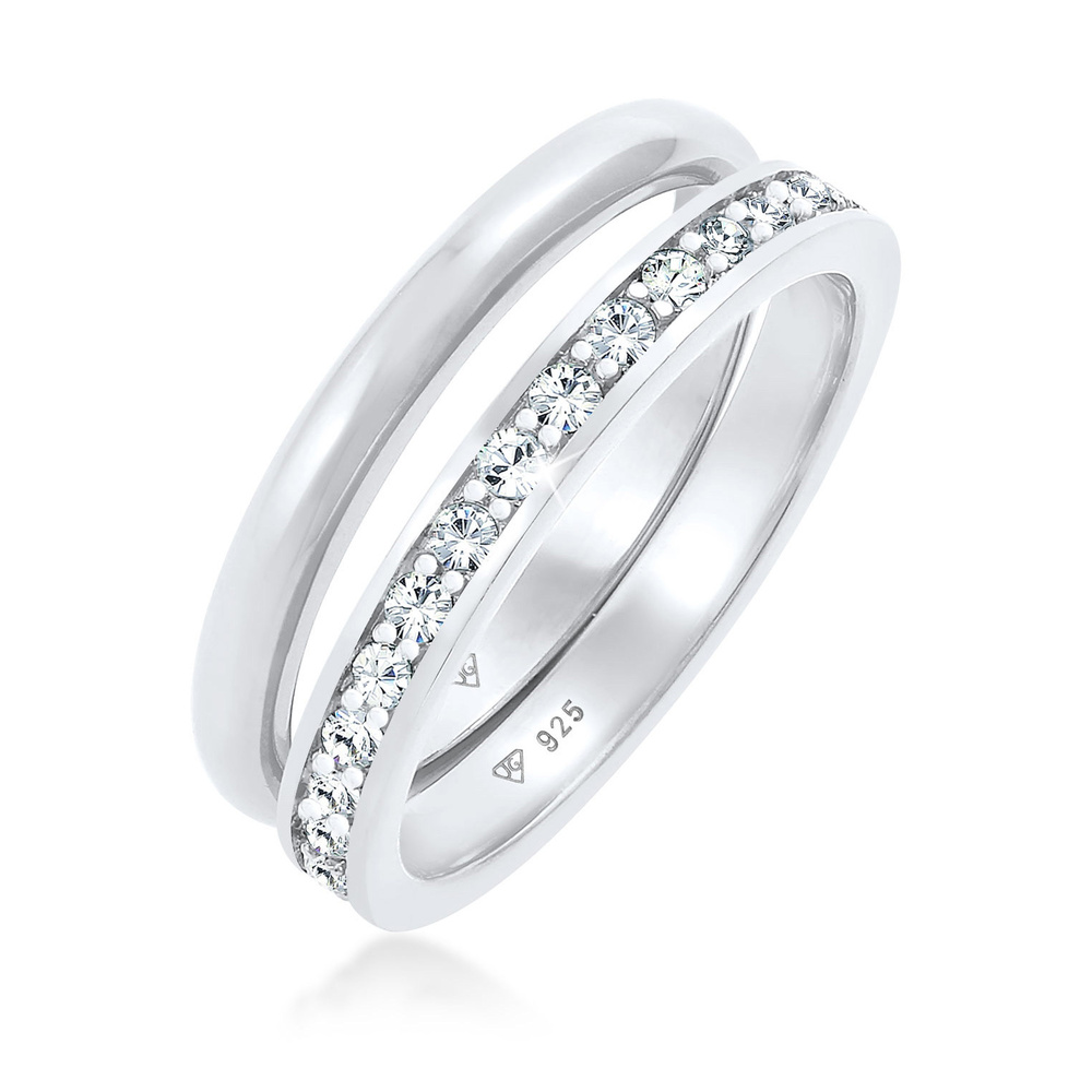 Elli Elli Bague Bague pour dames - Ensemble Memorie - Tendance de base avec cristaux e Bague