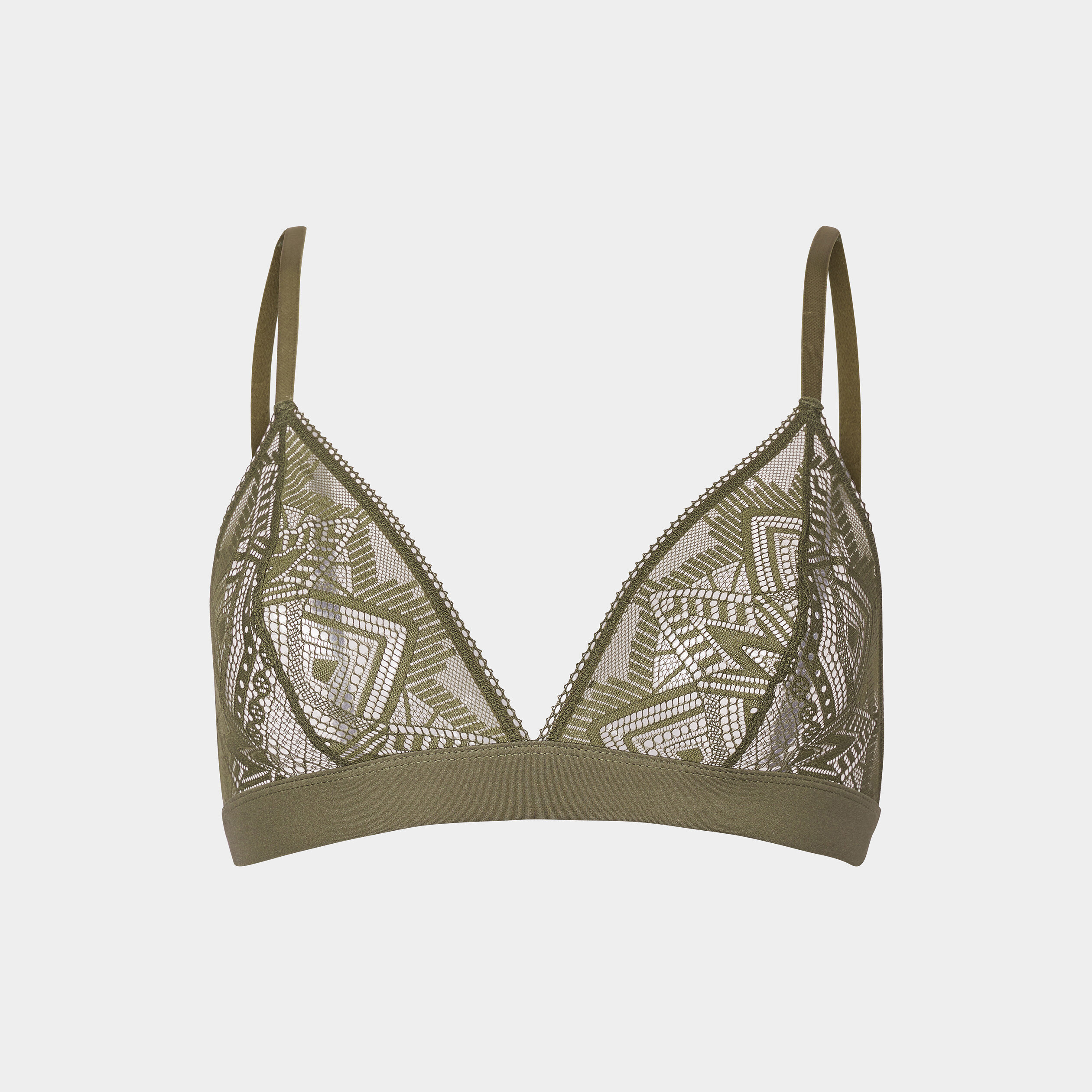 Soutien-gorge triangle en dentelle vert kaki femme | La Halle