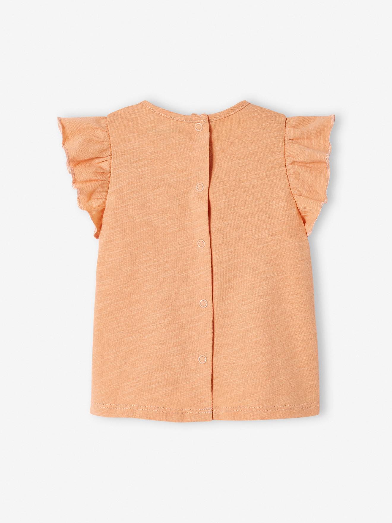 T-shirt bébé manches volantées orange