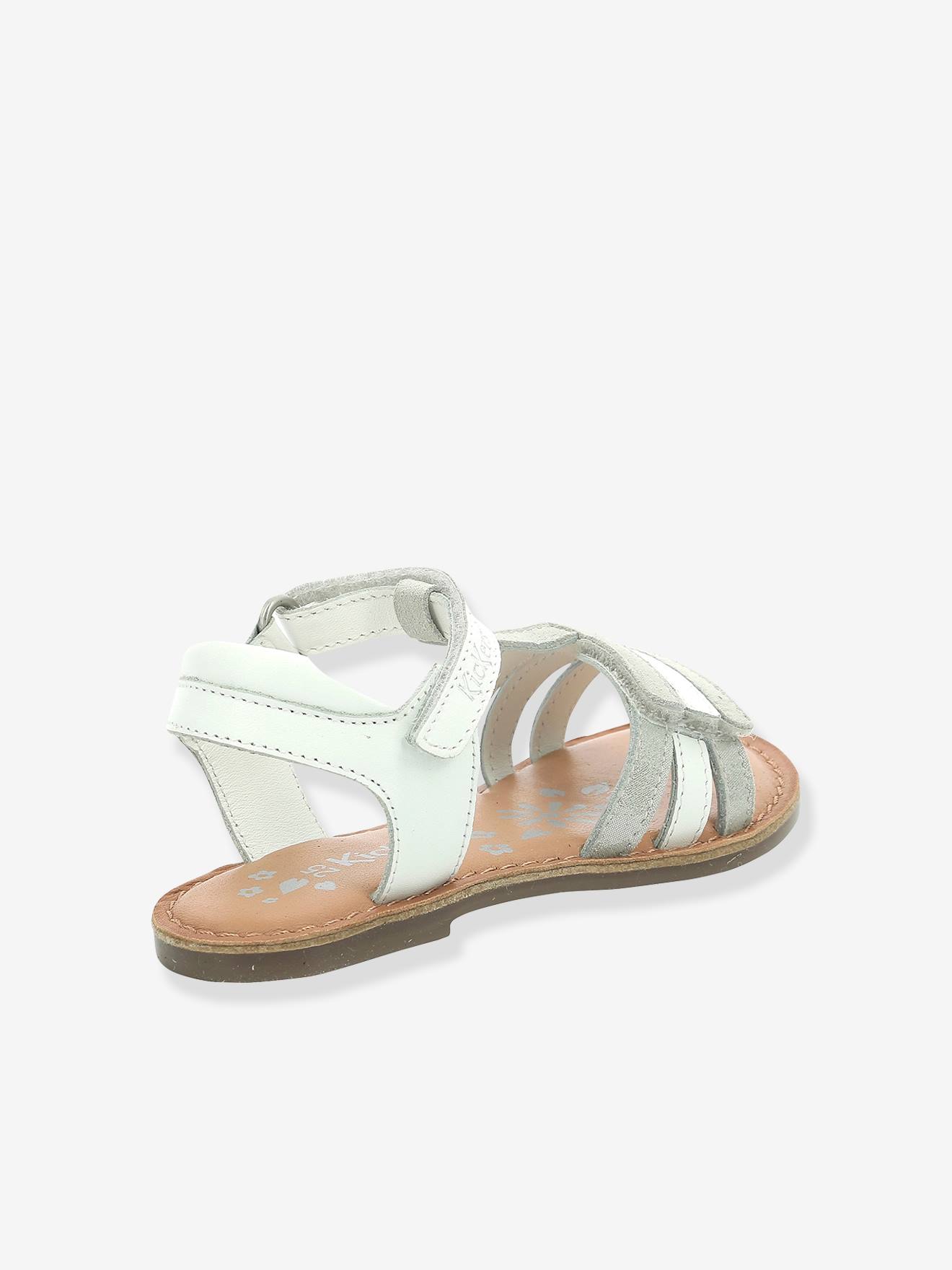 Sandales cuir fille Diamanto Diva KICKERS® blanc argent