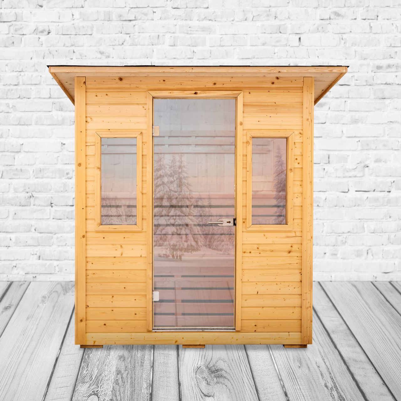 PureHaven Aussensauna 190x205x240 cm mit finnischem Saunaofen von Harvia inkl. kompletten Zubehör einfach montierbar energiesparend leichte Bedienung