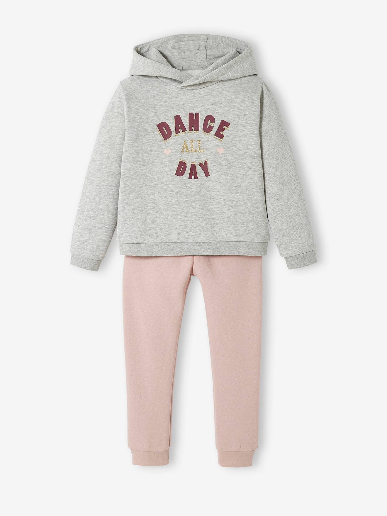 Vertbaudet Mädchen Sport-Set: Sweatshirt & Jogginghose - grau/rosa