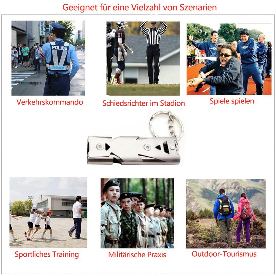SOTOR Signalpfeife 2 Stück Notpfeife Signalpfeife 150dB Sport Whistle Trillerpfeife Laut, (2-St), Notfall Pfeife mit Schlüsselanhänger Sportunterricht