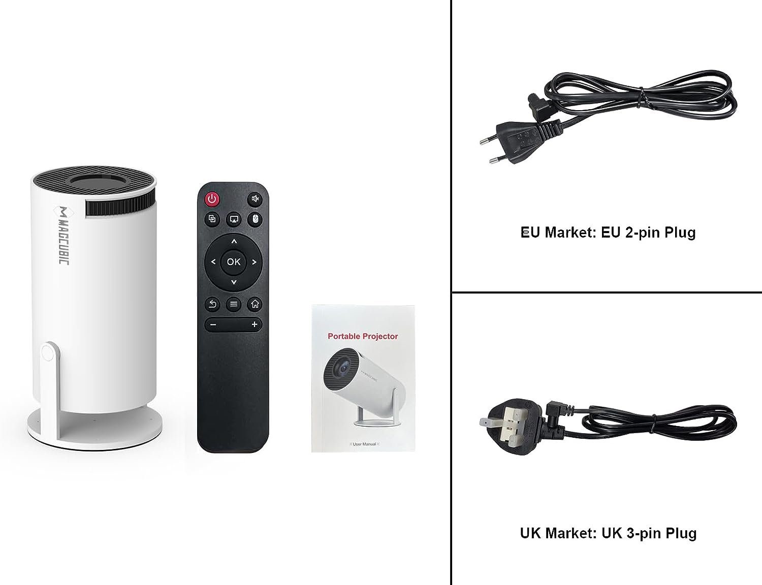 Magcubic Mini Tragbarer Beamer Trapezkorrektur 4K 200 ANSI Smart Projektor WiFi Beamer (10000: 1, ‎1280 x 720 px, 4k Heim Kino Full HD Smart Heimkino Bluetooth Tragbar Mobil Minibeamer)