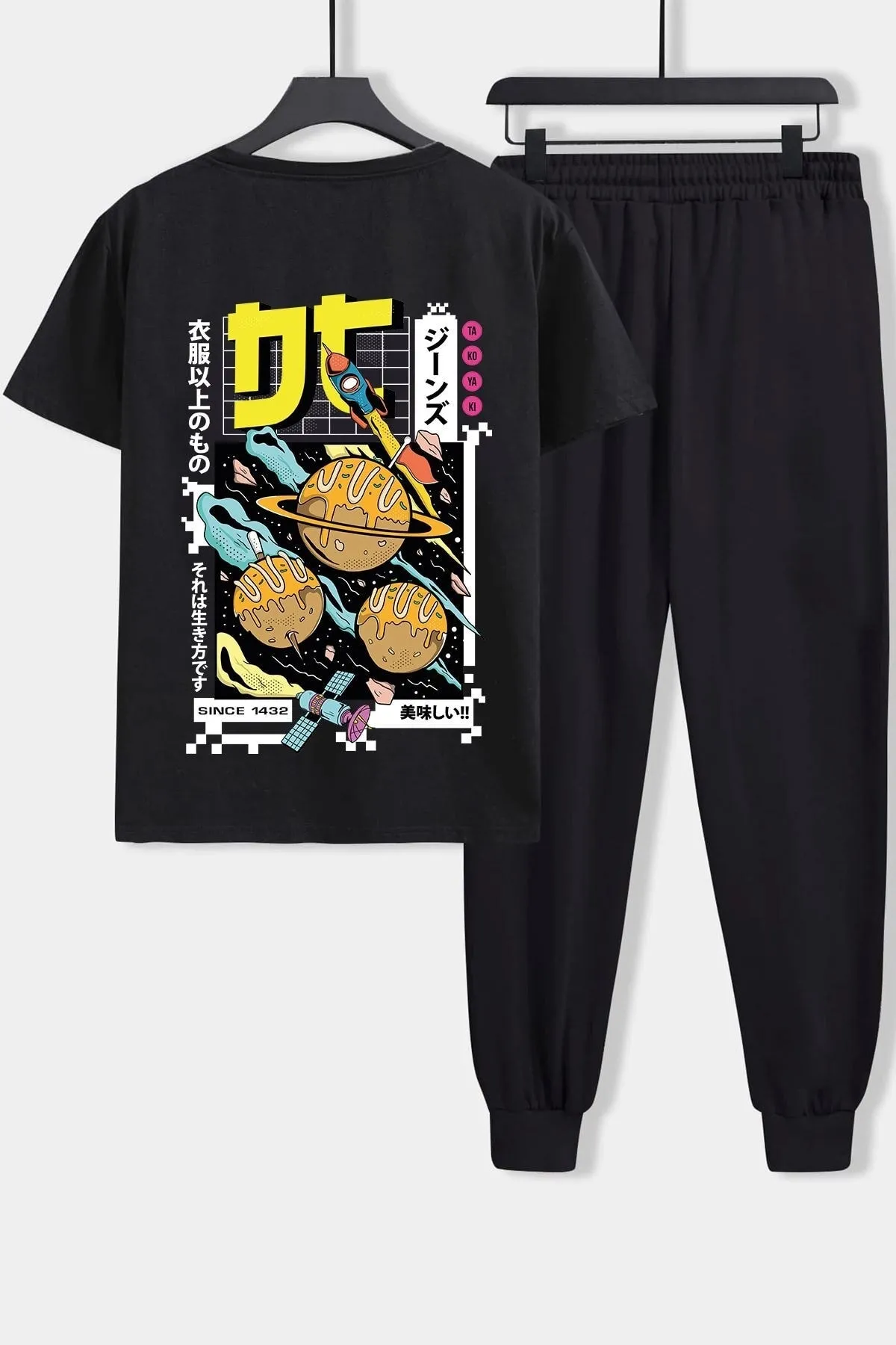 uyguntarz  Zweiteiliges Unisex-Trainingsanzugset mit Tokoyaki-Aufdruck