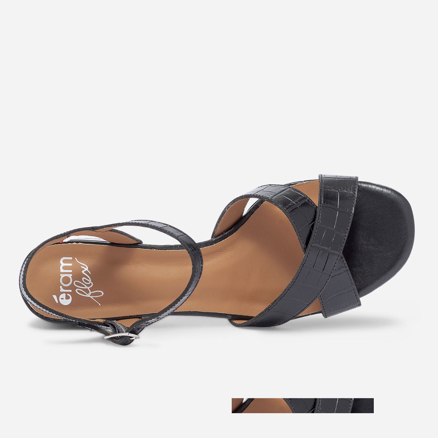 Sandale ERAM FLEX noire en cuir effet croco
