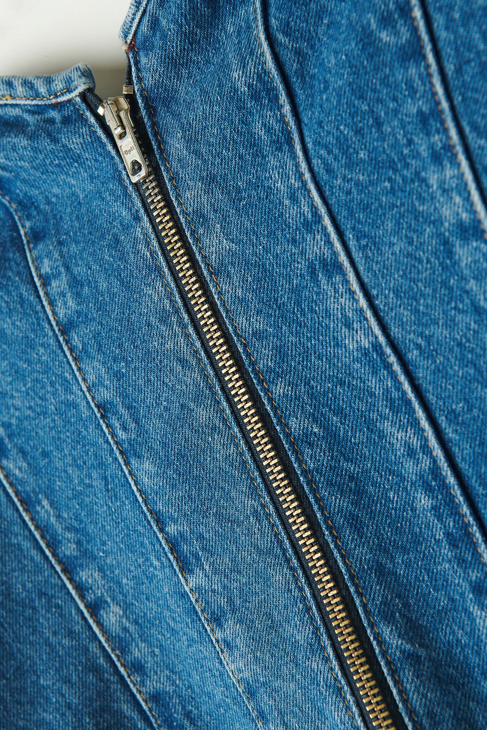Denim zip corset